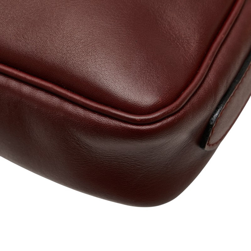 カルティエ マストライン ショルダーバッグ ワインレッド ボルドー レザー レディース CARTIER 【中古】