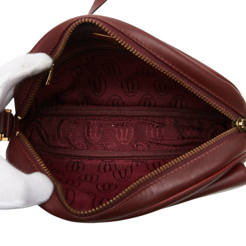 カルティエ マストライン ショルダーバッグ ワインレッド ボルドー レザー レディース CARTIER 【中古】