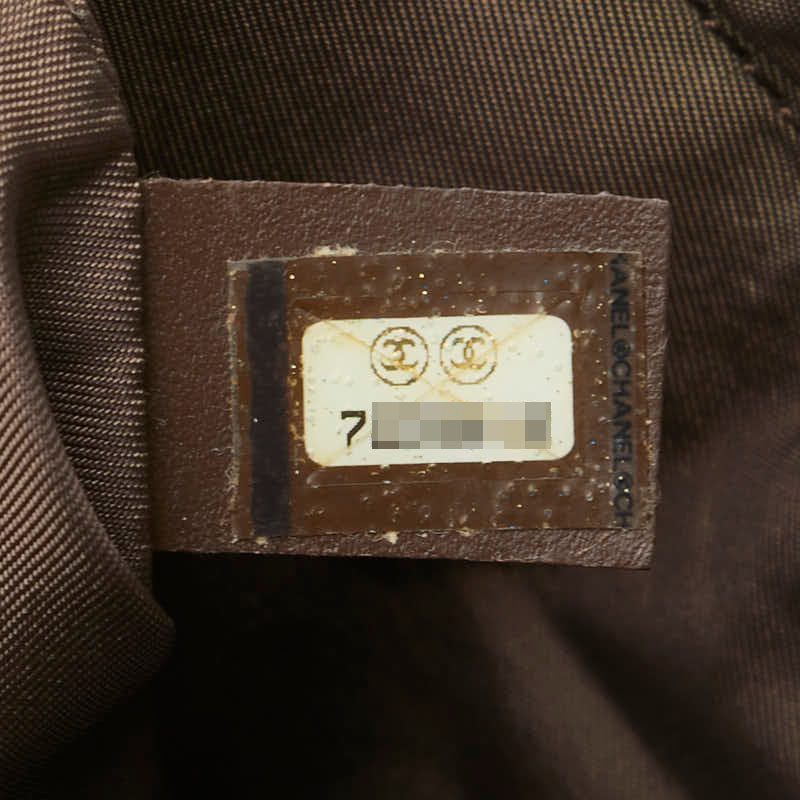 シャネル ニュートラベルライン ココマーク ポーチ カーキ ブラウン キャンバス レザー レディース CHANEL 【中古】