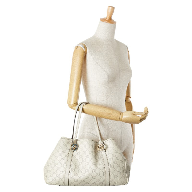 グッチ グッチシマ GGツインズ トートバッグ ショルダーバッグ 232957 アイボリー グレー レザー レディース GUCCI 【中古】