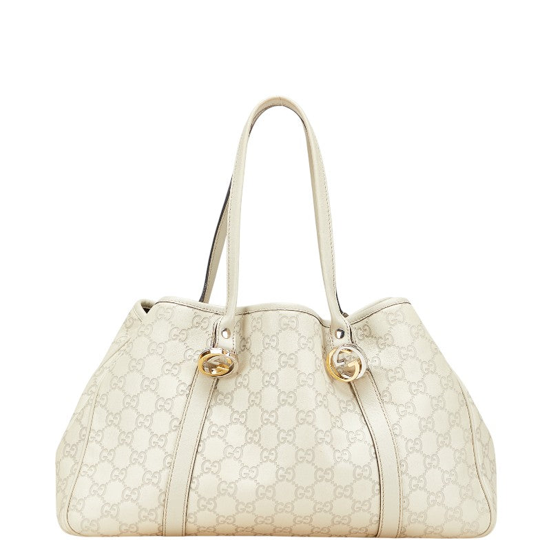 グッチ グッチシマ GGツインズ トートバッグ ショルダーバッグ 232957 アイボリー グレー レザー レディース GUCCI 【中古】