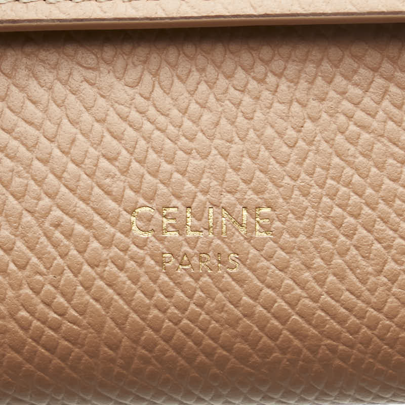 セリーヌ スモール トリフォールドウォレット 三つ折り財布 ベージュ レザー レディース CELINE 【中古】
