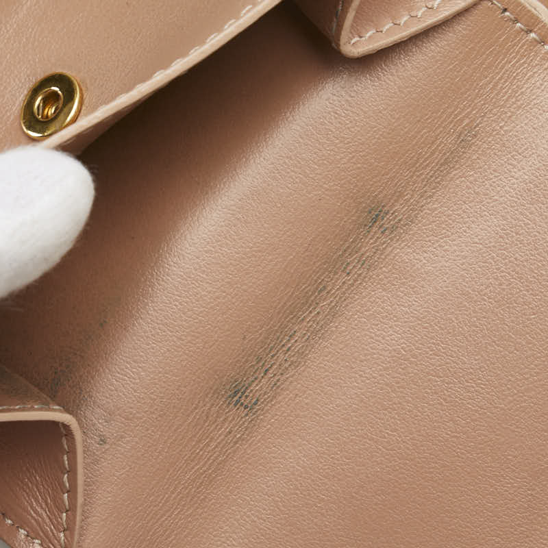 セリーヌ スモール トリフォールドウォレット 三つ折り財布 ベージュ レザー レディース CELINE 【中古】