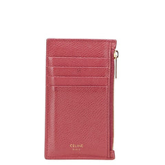 セリーヌ フラグメントケース カードケース ピンク ボルドー レザー レディース CELINE 【中古】