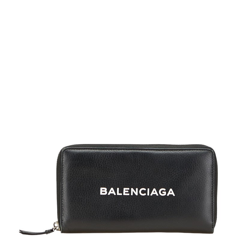 バレンシアガ エブリデイ 長財布 ラウンドファスナー ブラック レザー レディース BALENCIAGA 【中古】
