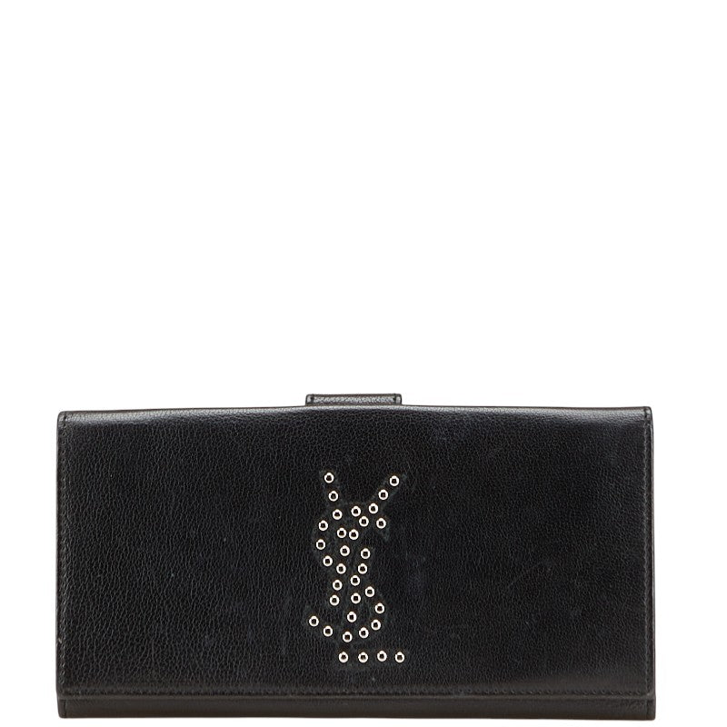 サンローラン YSLロゴ スタッズ 長財布 ブラック レザー レディース SAINT LAURENT 【中古】