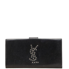 サンローラン YSLロゴ スタッズ 長財布 ブラック レザー レディース SAINT LAURENT 【中古】