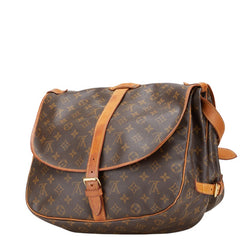 ルイ ヴィトン モノグラム ソミュール35 ショルダーバッグ M42254 ブラウン PVC レザー レディース LOUIS VUITTON 【中古】