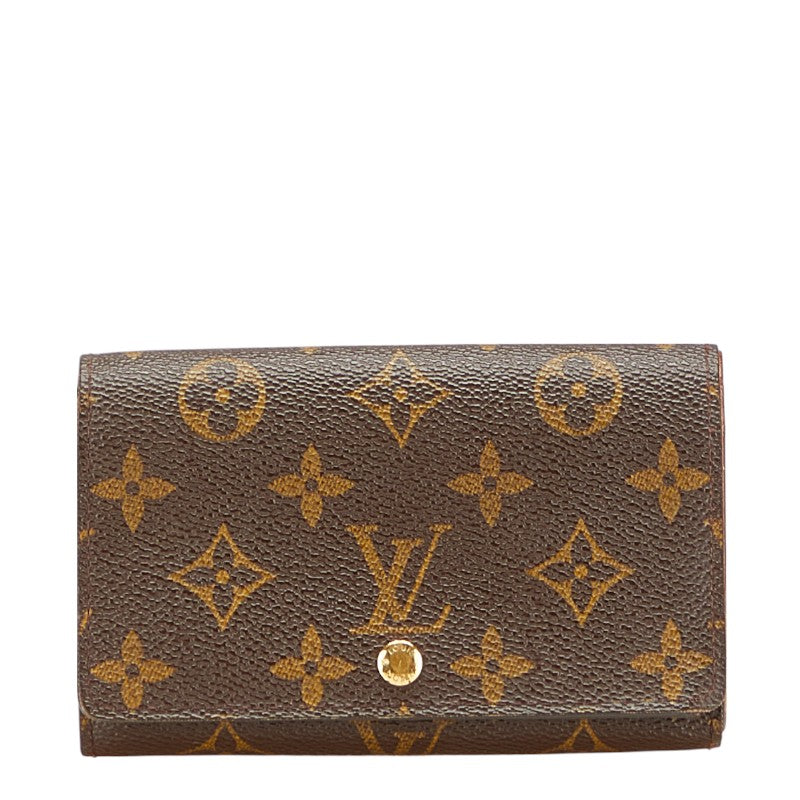 ルイ ヴィトン モノグラム ポルトフォイユ トレゾール 二つ折り財布 M61736 ブラウン PVC レザー レディース LOUIS VUITTON 【中古】