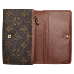 ルイ ヴィトン モノグラム ポルトフォイユ トレゾール 二つ折り財布 M61736 ブラウン PVC レザー レディース LOUIS VUITTON 【中古】