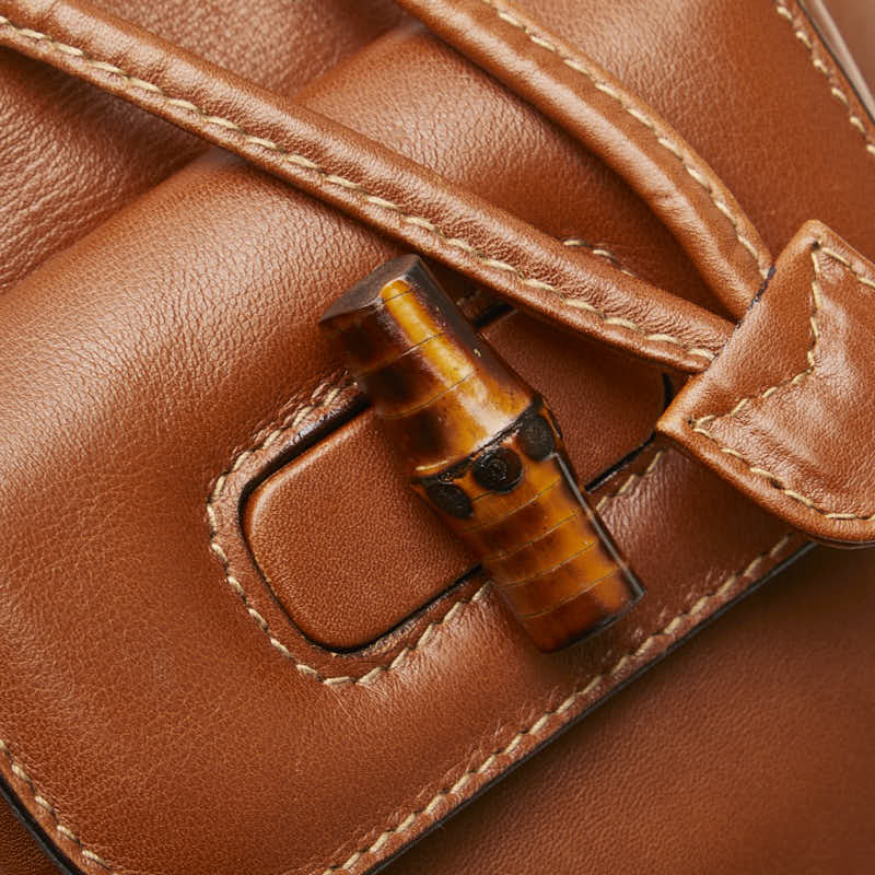 グッチ バンブー リュック バックパック 003 1998 0030 ブラウン レザー レディース GUCCI 【中古】