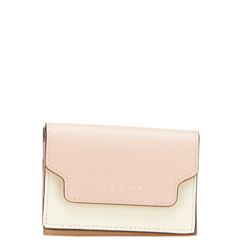 マルニ 三つ折り財布 ブラウン マルチカラー レザー レディース MARNI 【中古】