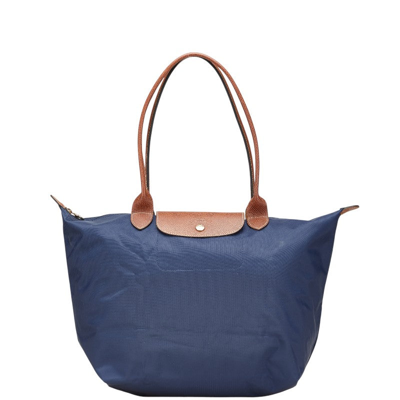 ロンシャン ル プリアージュ ハンドバッグ トートバッグ ネイビー ブラウン ナイロン レザー レディース Longchamp 【中古】
