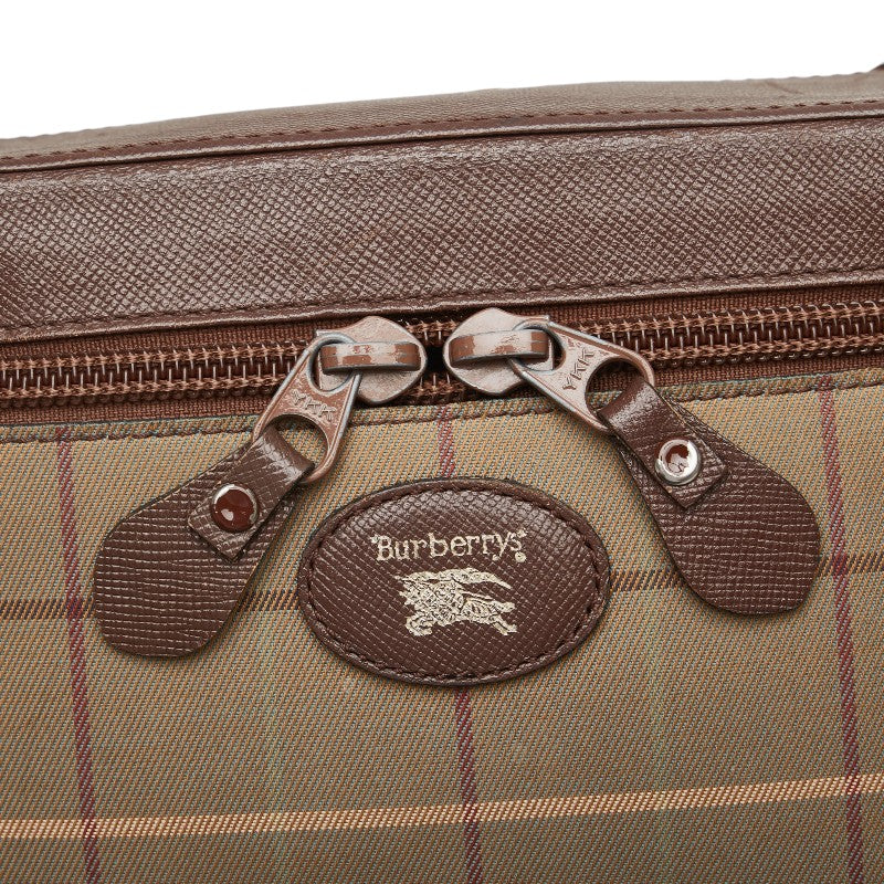 バーバリー チェック 斜め掛け ショルダーバッグ カーキ マルチカラー キャンバス レザー レディース BURBERRY 【中古】