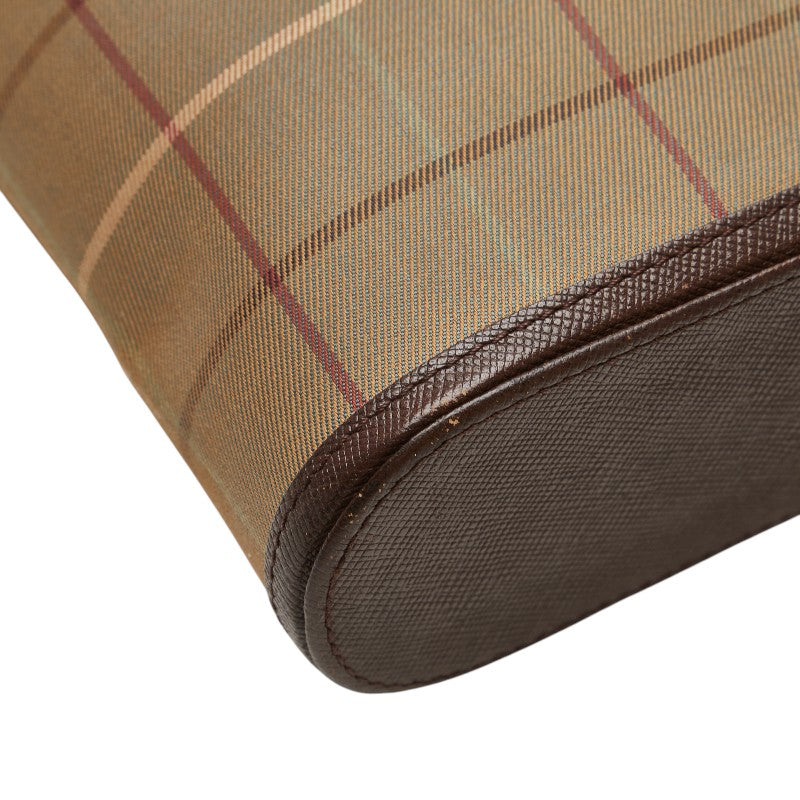 バーバリー チェック 斜め掛け ショルダーバッグ カーキ マルチカラー キャンバス レザー レディース BURBERRY 【中古】