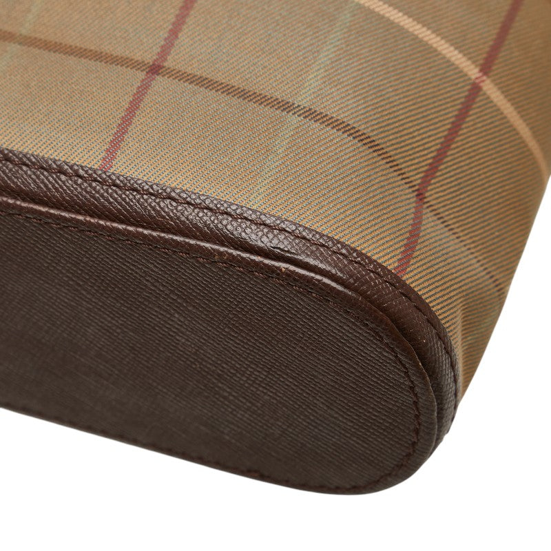 バーバリー チェック 斜め掛け ショルダーバッグ カーキ マルチカラー キャンバス レザー レディース BURBERRY 【中古】
