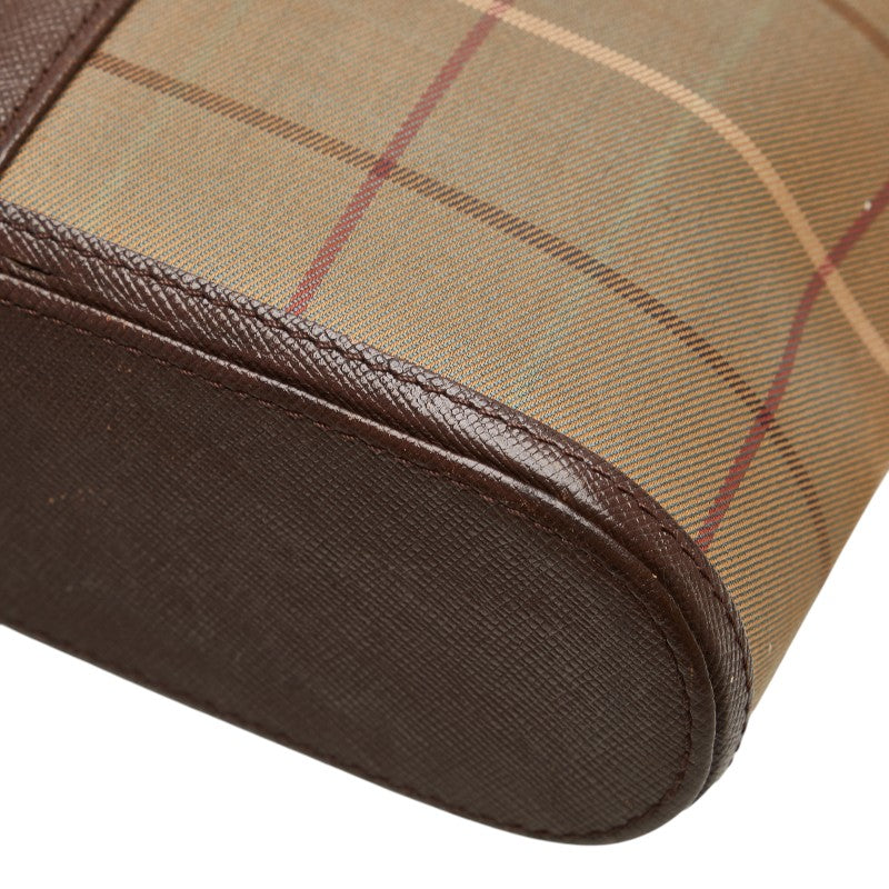 バーバリー チェック 斜め掛け ショルダーバッグ カーキ マルチカラー キャンバス レザー レディース BURBERRY 【中古】
