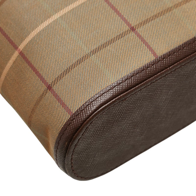 バーバリー チェック 斜め掛け ショルダーバッグ カーキ マルチカラー キャンバス レザー レディース BURBERRY 【中古】