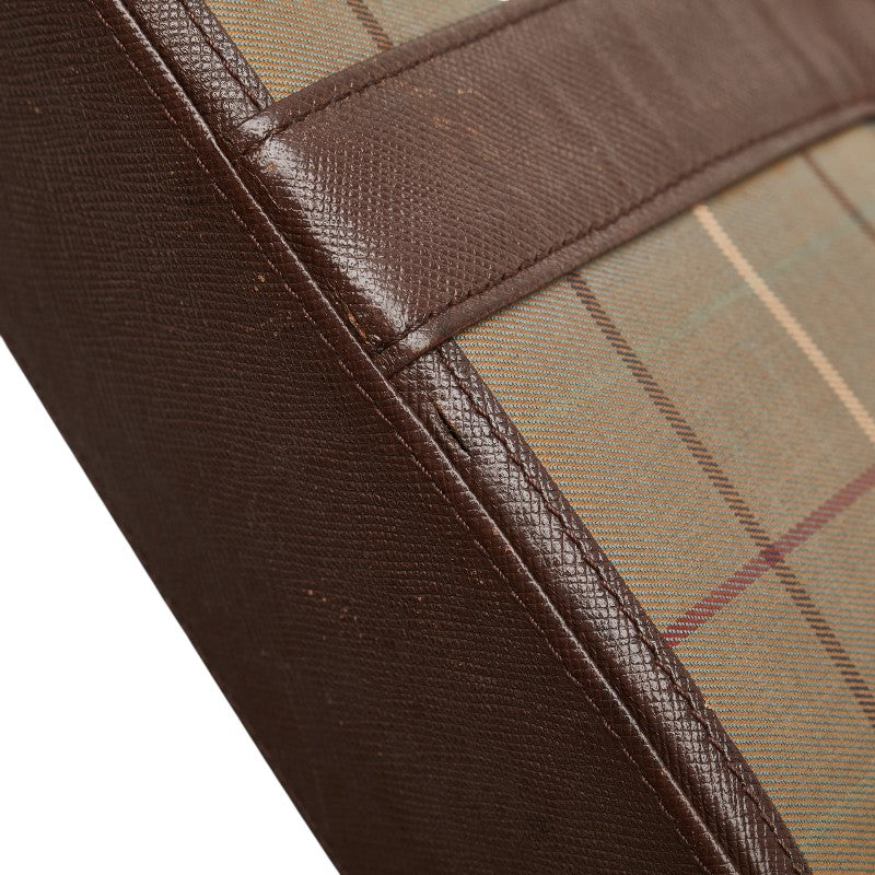 バーバリー チェック 斜め掛け ショルダーバッグ カーキ マルチカラー キャンバス レザー レディース BURBERRY 【中古】