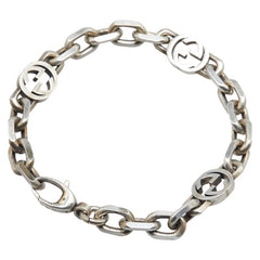 グッチ インターロッキングG ブレスレット #16 SV925 シルバー レディース GUCCI 【中古】