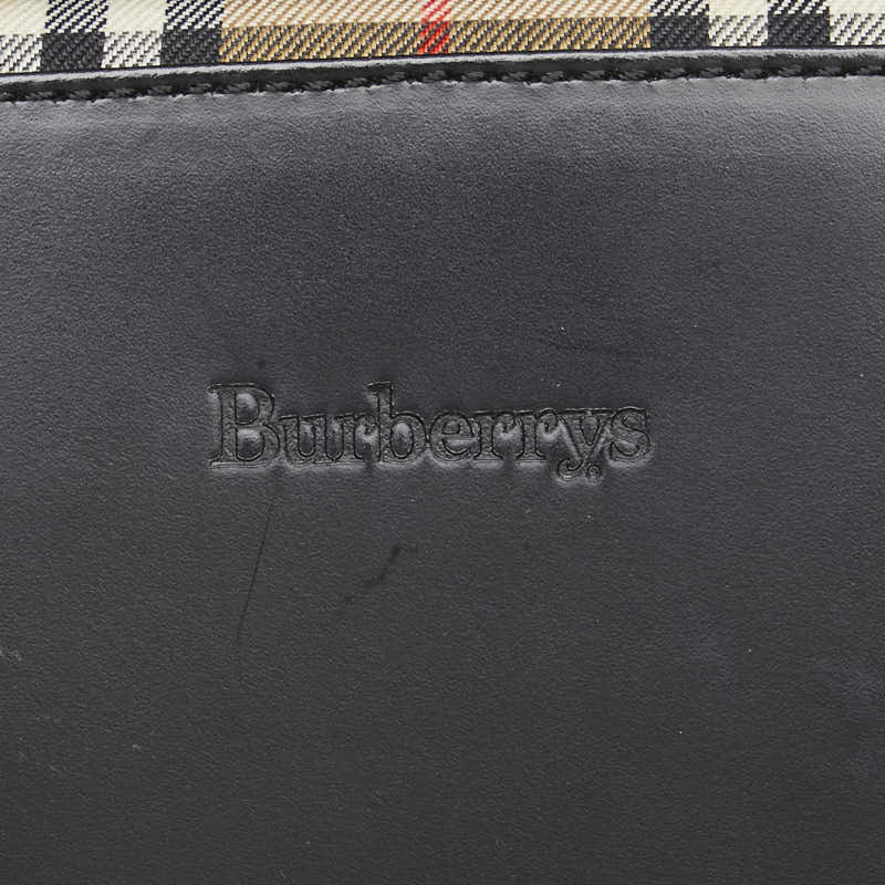 バーバリー ノバチェック シャドーホース スクエア ハンドバッグ ブラック レザー レディース BURBERRY 【中古】