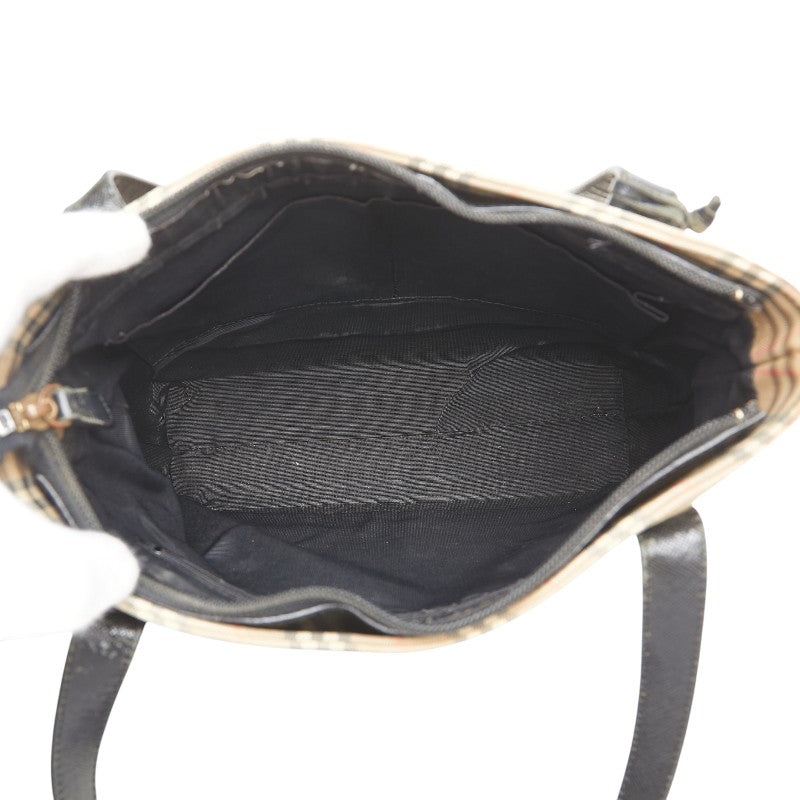バーバリー ノバチェック シャドーホース ハンドバッグ ベージュ マルチカラー キャンバス レザー レディース BURBERRY 【中古】