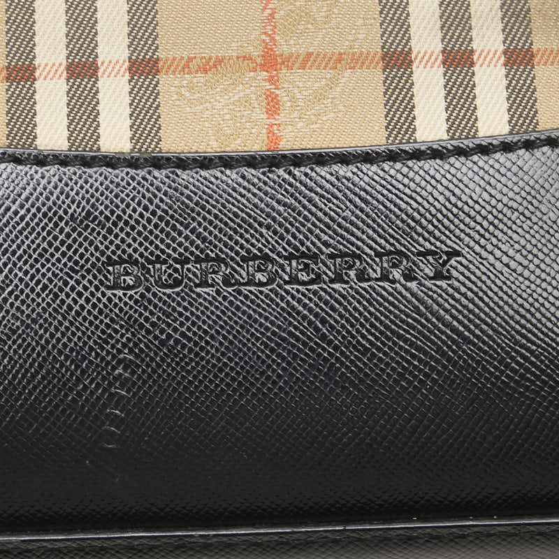 バーバリー ノバチェック シャドーホース ハンドバッグ ベージュ マルチカラー キャンバス レザー レディース BURBERRY 【中古】