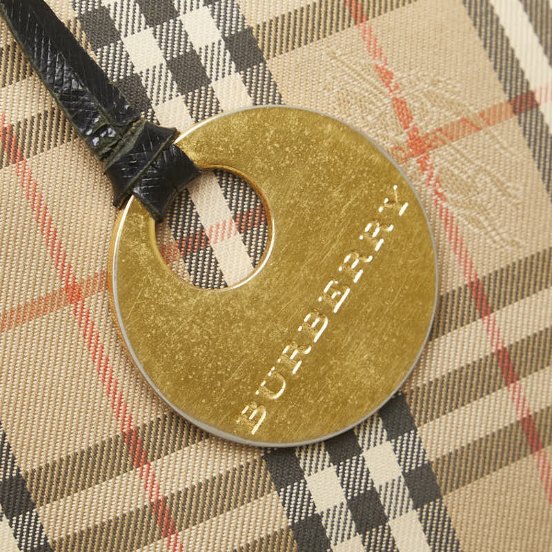 バーバリー ノバチェック シャドーホース ハンドバッグ ベージュ マルチカラー キャンバス レザー レディース BURBERRY 【中古】