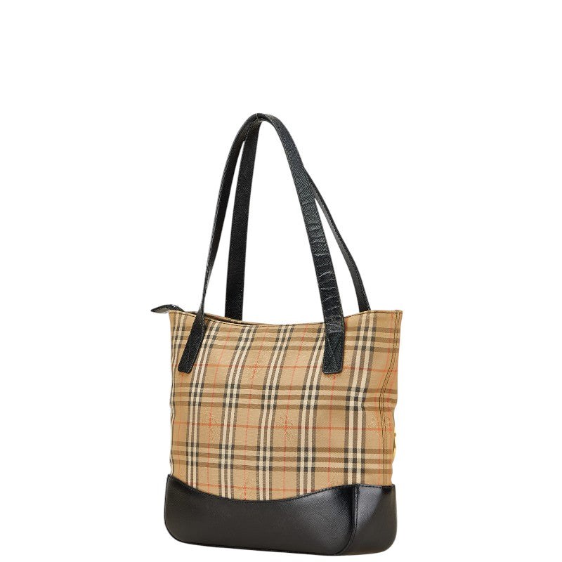 バーバリー ノバチェック シャドーホース ハンドバッグ ベージュ マルチカラー キャンバス レザー レディース BURBERRY 【中古】