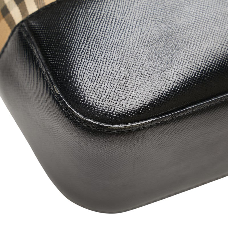 バーバリー ノバチェック シャドーホース ハンドバッグ ベージュ マルチカラー キャンバス レザー レディース BURBERRY 【中古】