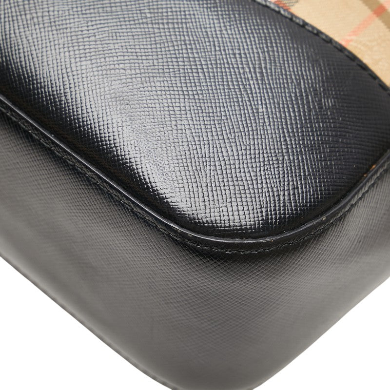 バーバリー ノバチェック シャドーホース ハンドバッグ ベージュ マルチカラー キャンバス レザー レディース BURBERRY 【中古】