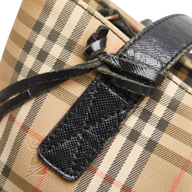 バーバリー ノバチェック シャドーホース ハンドバッグ ベージュ マルチカラー キャンバス レザー レディース BURBERRY 【中古】