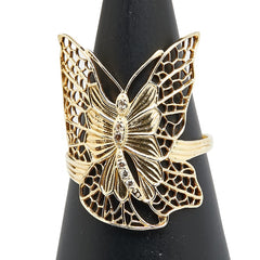 K18YG イエローゴールド ダイヤ0.05ct 蝶 バタフライ モチーフ リング 指輪 レディース 18.5号 【中古】