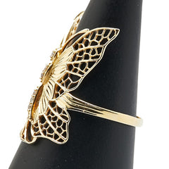 K18YG イエローゴールド ダイヤ0.05ct 蝶 バタフライ モチーフ リング 指輪 レディース 18.5号 【中古】