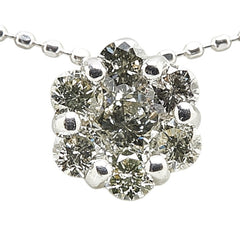 K18WG ホワイトゴールド ダイヤ0.50ct フラワー 花 モチーフ ペンダントネックレス レディース 【中古】