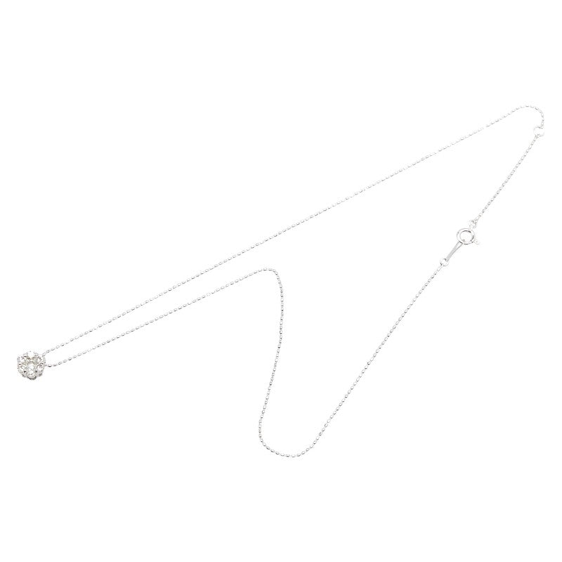 K18WG ホワイトゴールド ダイヤ0.50ct フラワー 花 モチーフ ペンダントネックレス レディース 【中古】