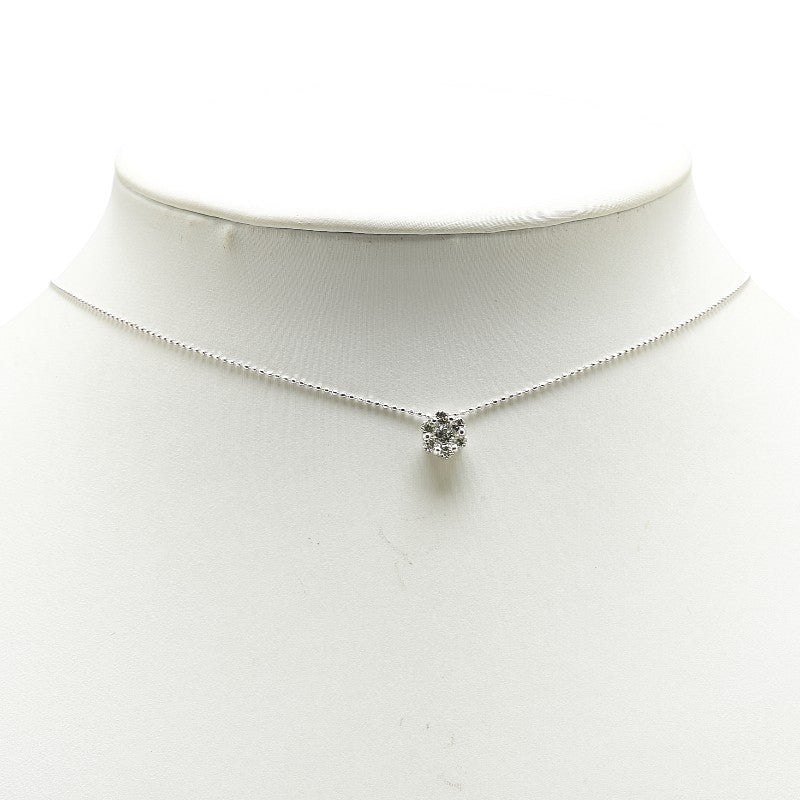 K18WG ホワイトゴールド ダイヤ0.50ct フラワー 花 モチーフ ペンダントネックレス レディース 【中古】