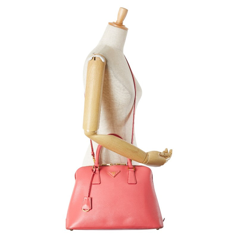 プラダ 三角ロゴプレート ハンドバッグ ショルダーバッグ 2WAY ピンク サフィアーノ レザー レディース PRADA 【中古】