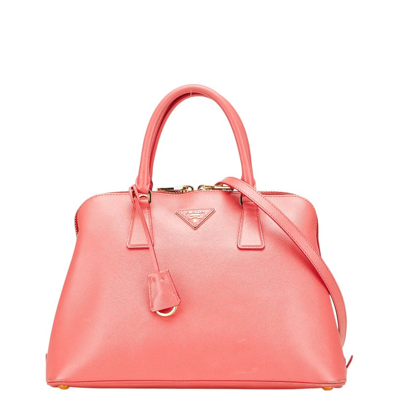 プラダ 三角ロゴプレート ハンドバッグ ショルダーバッグ 2WAY ピンク サフィアーノ レザー レディース PRADA 【中古】