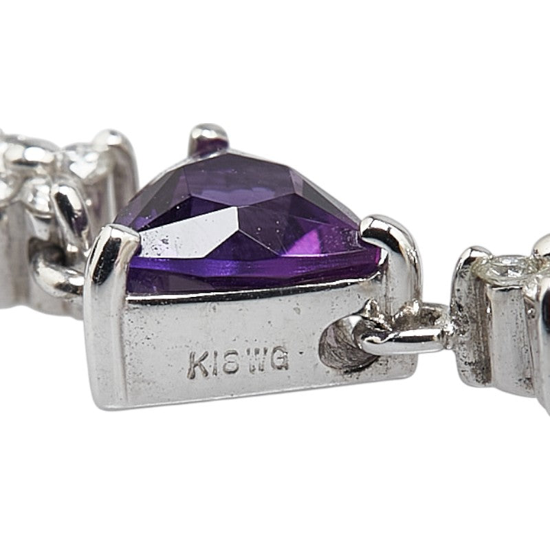 K18WG ホワイトゴールド ダイヤ0.07ct アコヤパール8.5mm アメジスト0.51ct ペンダントネックレス レディース 【中古】