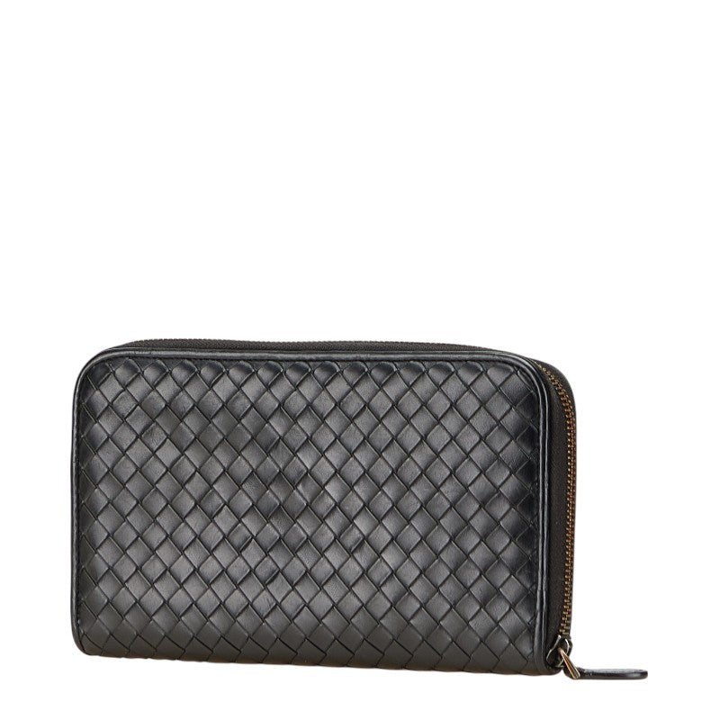 ボッテガヴェネタ イントレチャート 長財布 ブラック レザー レディース BOTTEGAVENETA 【中古】