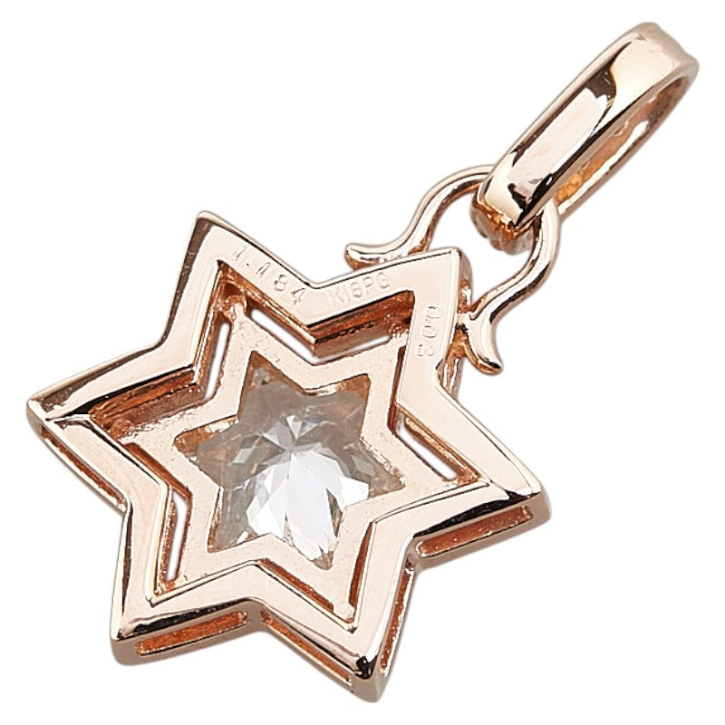 K18PG ピンクゴールド ダイヤ1.184ct ダイヤ0.03ct 六芒星 スター モチーフ ペンダントトップ レディース 【中古】