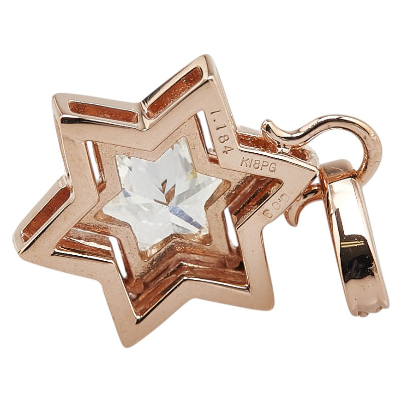 K18PG ピンクゴールド ダイヤ1.184ct ダイヤ0.03ct 六芒星 スター モチーフ ペンダントトップ レディース 【中古】