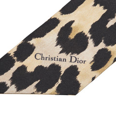 ディオール ミッツァ レオパード スカーフ ブラウン ブラック シルク レディース Dior 【中古】