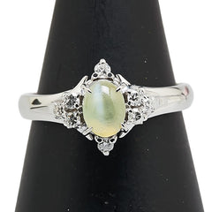 Pt900 プラチナ キャッツアイ0.85ct ダイヤ0.16ct リング 指輪 レディース 10.5号 【中古】