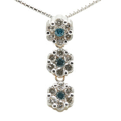 K18WG ホワイトゴールド ダイヤ0.60ct フラワー 花 モチーフ 3連 ペンダントネックレス レディース 【中古】
