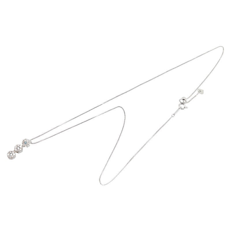 K18WG ホワイトゴールド ダイヤ0.60ct フラワー 花 モチーフ 3連 ペンダントネックレス レディース 【中古】