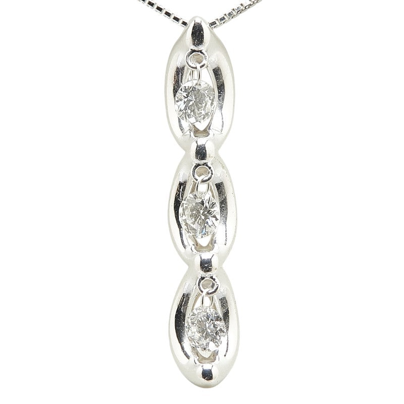 K18WG ホワイトゴールド ダイヤ0.50ct ペンダントネックレス レディース 【中古】