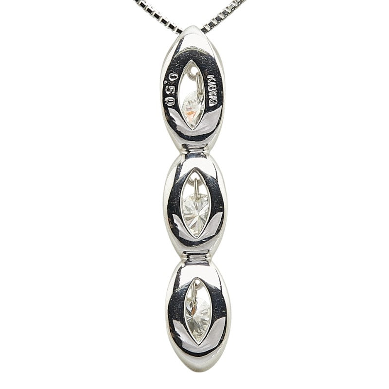 K18WG ホワイトゴールド ダイヤ0.50ct ペンダントネックレス レディース 【中古】