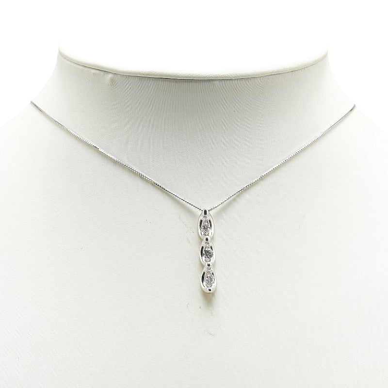 K18WG ホワイトゴールド ダイヤ0.50ct ペンダントネックレス レディース 【中古】